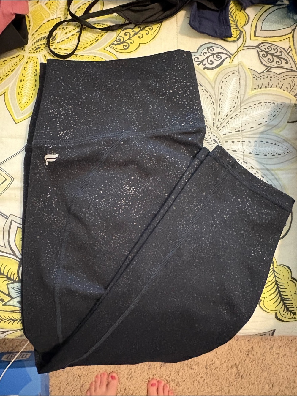 Fabletics Black Sparkle-Print High-Rise Leggings